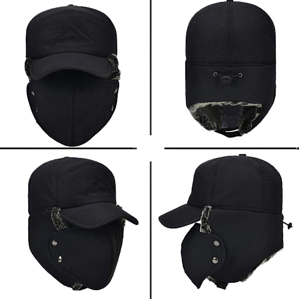 Herrar Dam Vintermössa Faux Päls Foder Mössa med Öronklaff Varm Beanie