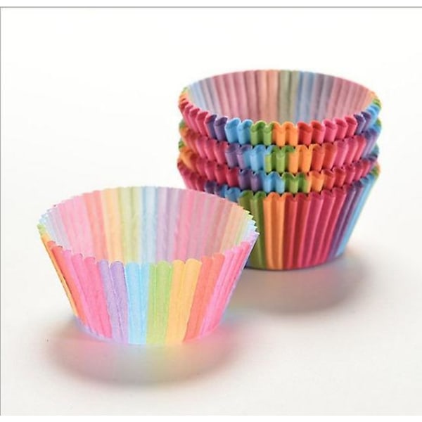 100pcs Cupcake Cases, Cake Paper Cup Rainbow Baking Cups For Oven Wedding Party Birthday