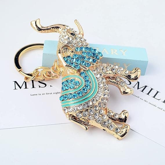 Heldige Elefant Nøgleringe Opal Rhinestone Søde Elefanter Nøgleringe