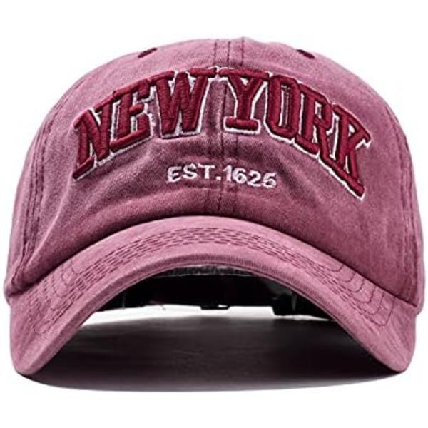 Baseball kasket, Unisex Vintage Jeans Hat Justerbar Kasket Hip-hop Fashion Snapback Sport Kasket Broderi Bogstaver Motorcykel Kasket, Rød