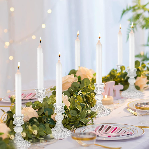 2 st kristallglas ljusstakar set med 2, dekorativa ljusstakar