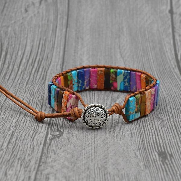 7 Chakra Imperial Jasper Natursten Perle Wrap Armbånd Smykker Kollektion
