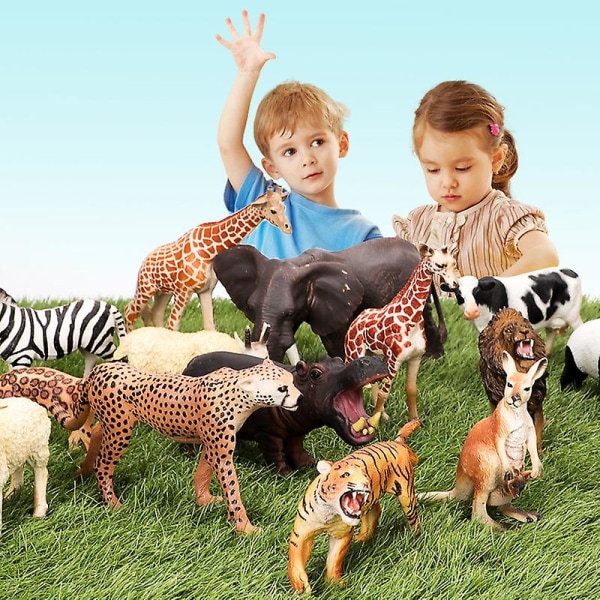 Realistiskt utseende Safari Djurfigurer Plast Djungel Djurleksaker giraff