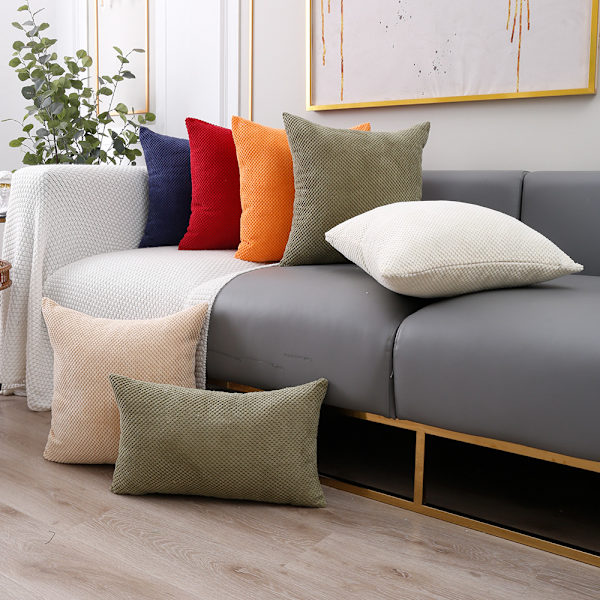 2-delt beige myk polyester putetrekk med firkantet partikkel p