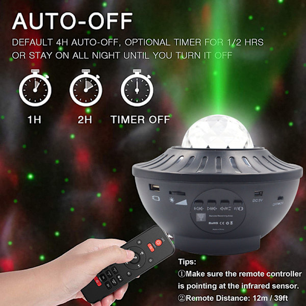Fjernkontroll RGB laserstjerneprojektor innendørs led alien stjernelampeprojektor 16*11cm