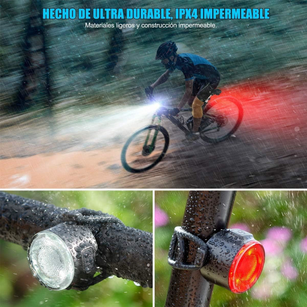 Cykellygter, Vandtætte LED 6 Lysstyrkemodus Baglygte, USB Genopladelige Sikkerhedslys, Mountainbike eller Natcykel Sikkerhedslampe