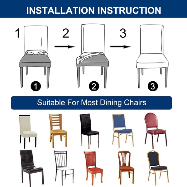 Set om 4 matstolsöverdrag stretch universal stolsöverdrag