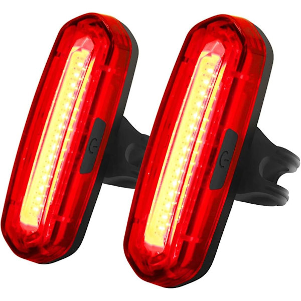 100 Lumen 2-pak sykkelbaklys, kraftig rød/blå 6 moduser LED sykkellys