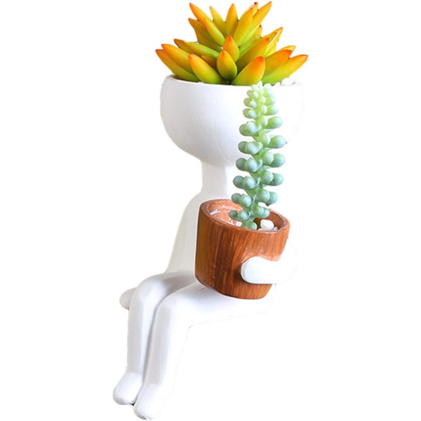 Udendørs vase menneskeformet harpiks blomsterpotte tørret blomst have de
