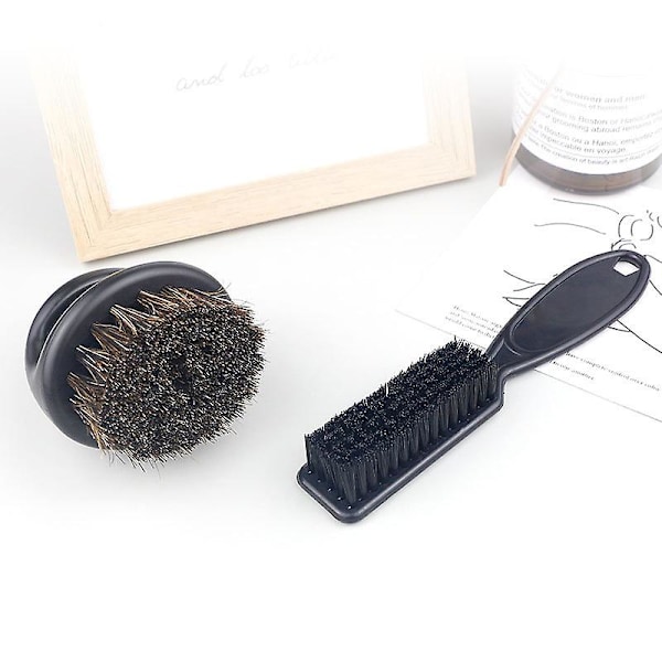 Hårskjeggbørste + Hårhakker, Høy Kvalitet Barber Ring Design Hestehårbørste Menn Barbering Børste Hår Salon Skjegg Rengjøring Børste Kam