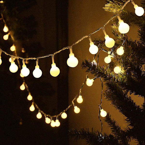 Maapallon muotoiset valosarjat, vedenpitävät, 10 m, 80 LED-valoa, pistokkeella toimivat jouluvalot (keltaiset)