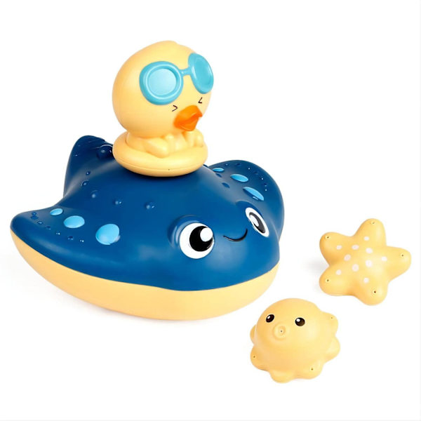 Baby Badelegetøj, Blæsefiskelektrisk Roterende Vandsprøjte Legetøj (Djævelfisk Blå)