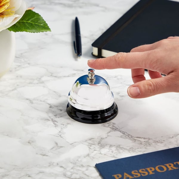 4-pack Mini Hotel Service Call Bell för reception, Bellhop, Retail Counter, Restauranger (Silver, 3,3 x 2,2 tum)