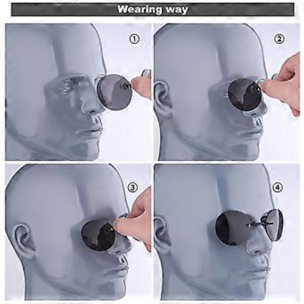 Miesten retrotyyliset pyöreät klipsikiinnitteiset nenälasit Matrix Morpheus -elokuvan kehyksettömät aurinkolasit Black And Gray Lens