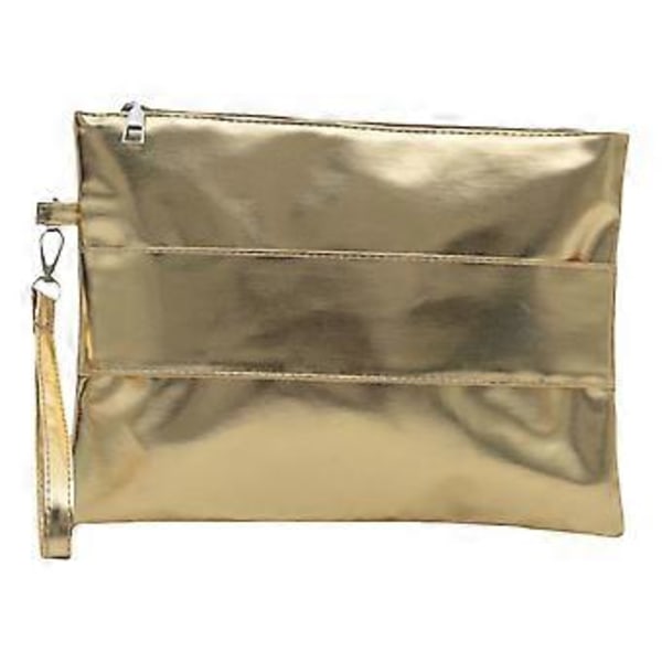 Trendy Kuvert Stil Clutch Taske Sofistikeret Metallisk PU Læder Håndholdt Håndledstaske til Modebevidste Kvinder Guld Gold