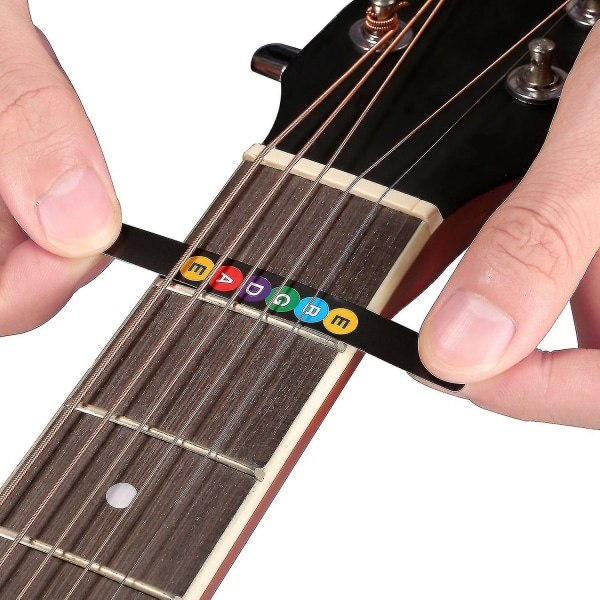 Gitarr Gripbräda klistermärken Svarta färgkodade dekaler för nybörjare Memory Helper 2st
