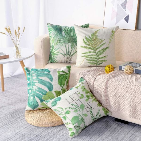 4 stk 45 x 45 cm putetrekk, putetrekk i polyester og lin