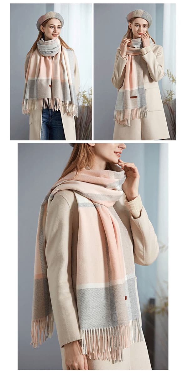 Cashmere lang sjal i matchende farve til kvinder efterår og vinter