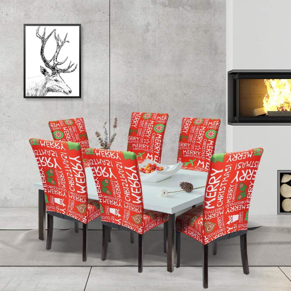 (God Jul, 6-pack) Stretchiga stolskydd Jultema Matstolar