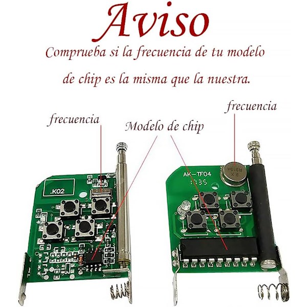 1PC (grå, knappar ABCD) 433MHz trådlös fjärrkontrollsklon, universell re