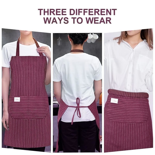 Köksförkläde, paket med 2 Justerbart Förkläde Med 2 Fickor, Maskintvättbart, Färgäkta Förkläde För Herr Dam Kök