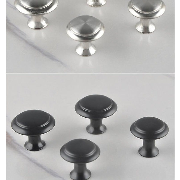 20 stk. Metal Skuffegreb Satin Rustfrit Stål Look Køkken Skab Dør Knopper Sølv Runde Møbelgreb