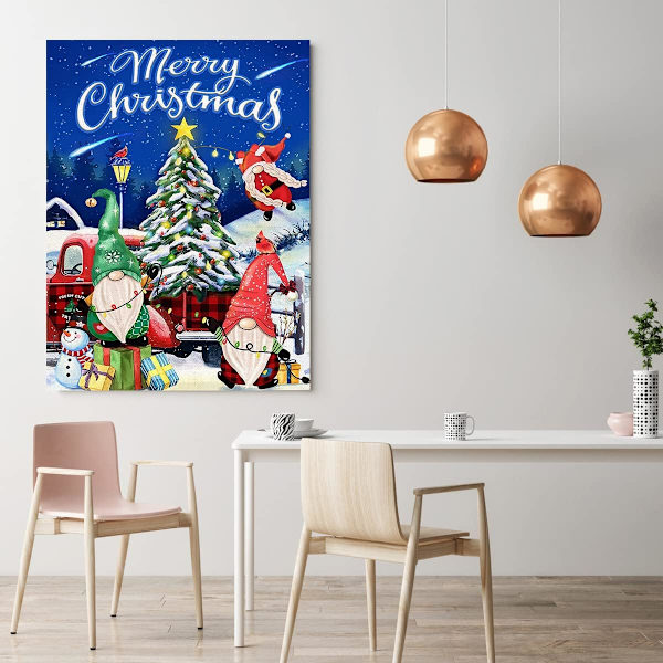 Julklapp Diamantmålning Kits för Vuxna, Gnome Diamantkonst för Vuxna, Diamantprickar Gem Art för Estetisk Rumdekor (Jultomten 12x16 tum)