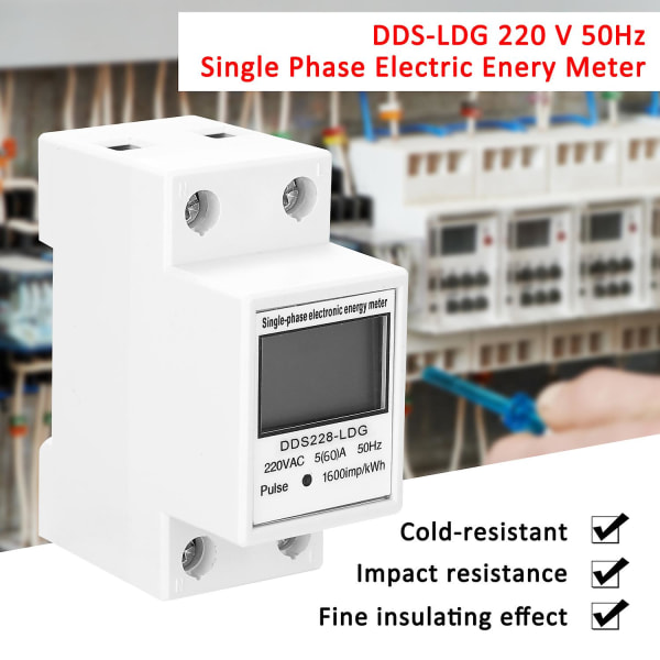 Dds-ldg 220 V 50hz Enfasig Elektrisk Energimåler Lcd-skjerm 35mm Din-skinne Montering (uten bakgrunnsbelysning)