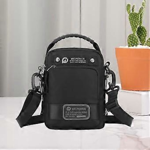 Axelväska för män Justerbar Rem Lätt Satchel Nylon Trendig Midjeväska Crossbody-väska för Shopping Utomhussporter (Svart) Black
