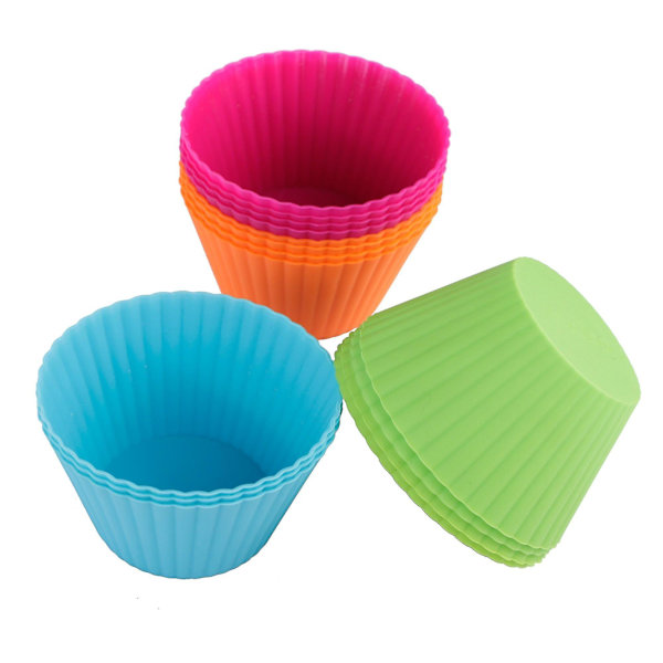 8 kpl silikonisia muffinikupin muotteja 7 cm suuret cupcake-muotit violetti