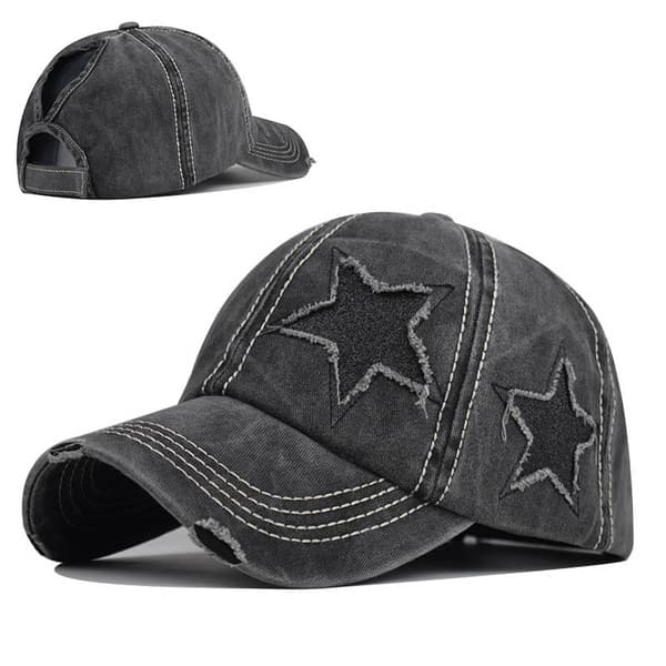 Vasket slitt bomullsdenim justerbar baseballcaps