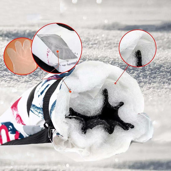 Vinter skidhandskar varma foder vindtäta vattentäta snöhandskar（XL Mörk*Vit）