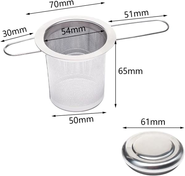 Tesil 2 stk. Teinfuser med låg i rustfrit stål