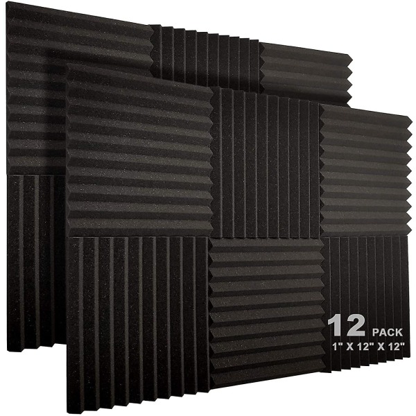 12 Pack Acoustic Foam Panels, 1&quot; X 12&quot; X 12&quot; Studio Soundproof Wedge-shaped Fireproof Soundproof Liner Acoustic