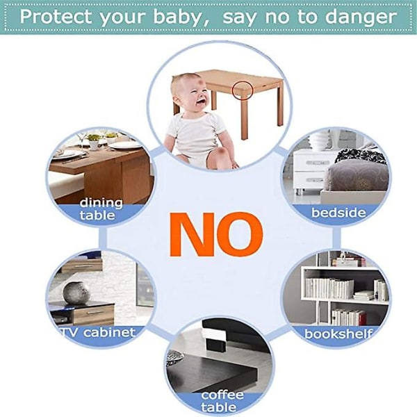 Sikkerhedshjørnebeskyttere Beskyttere, babysikring Sikkerhedshjørne Klart møbel Bordhjørnebeskyttelse（T）