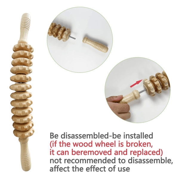 Træmassager Håndholdt Rulle, Triggerpunkt Massager Stick Til Fascia, Cellulite, Kropsterapi Massager, Muskel