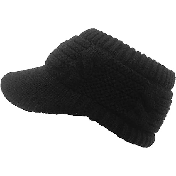 Beige Beanie med Hale til Vinter - Varmt Strikket Messy Høj Knold Ponytail Hat