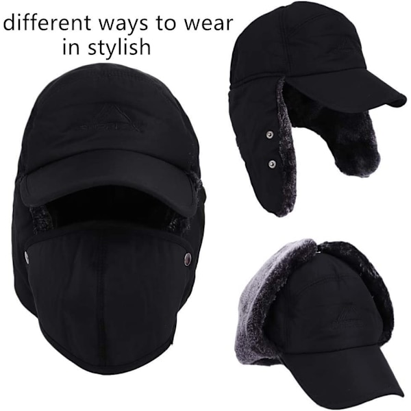 Mænd Kvinder Vinter Hat Faux Fur Foring Cap med Øre Klap Varm Beanie