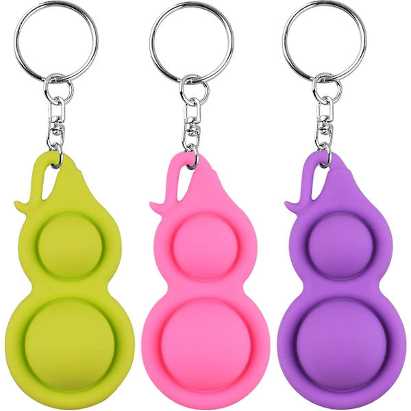 3-pack Enkelt Dimpled Nyckelring Pop Bubble Leksaker Stressavlastning Han