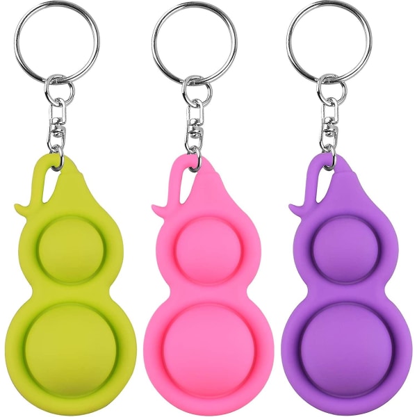 3-Pack Simple Dimpled Keychain Pop Bubble Toys Stress Relief Han