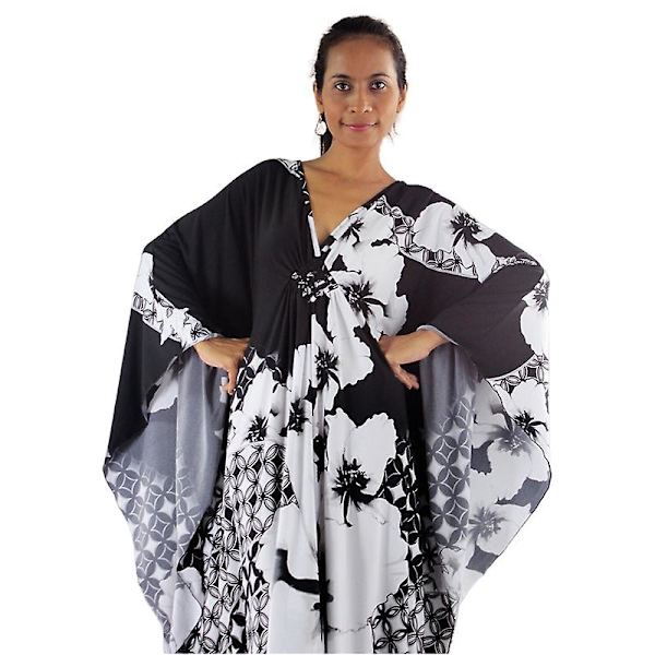 Dame Print Maxi Kjole Flagærme Strandkjole Plus Size Sommerkjole Badetøj Kaftan Cover-ups Dn0519