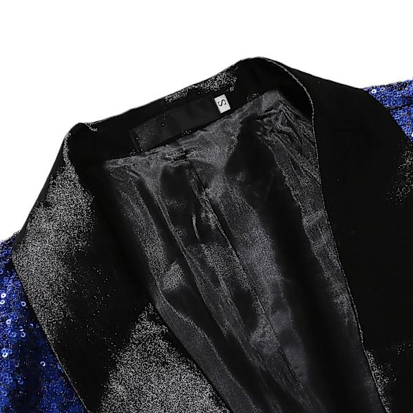 Herre Sequin Casual Blazer Fest Bryllup Høst Vinter Vanlig Frakk Casual Jakke（L Blå）