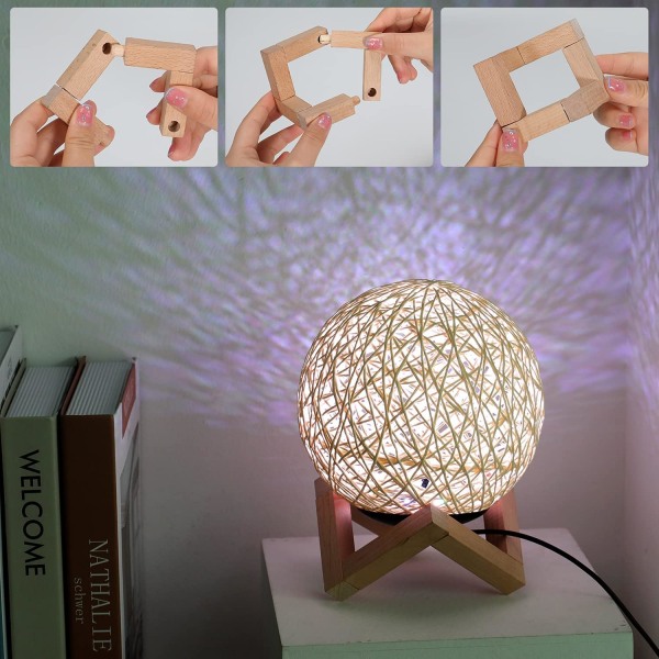 1 lampe til soveværelset, HUAQINZM natlys til børn - Rattan kugle M