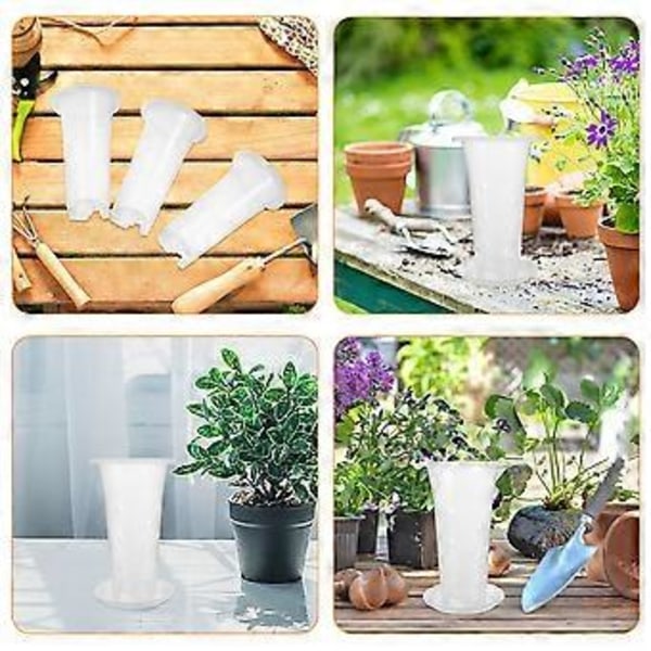 4 Set Klara Orkidékrukor med Fat, Andningsbara Blomkrukor, Trädgårdskrukor, Klara Växtskötselkrukor