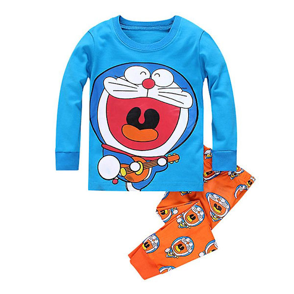 Søt katt trykt langarmet pyjamassett (120CM)