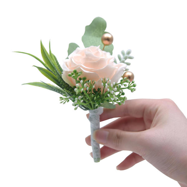 2 stk. Bryllups Boutonniere Kompatibel Med Brudgom Og Forlover Dragt Dekoration Kunstige Roser 8