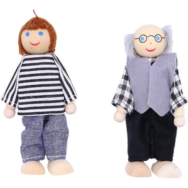 Nukkekoti 7 kappaletta nukkekoti nukkeja, puinen nukke lelu perheenukkeja