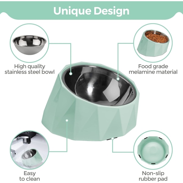 Skråstilt hundematbolle i rustfritt stål, 15° skråstilt fôringsbolle for hund