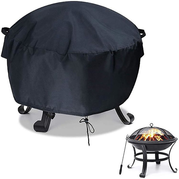 Bålpannedeksel, Rund peis Bålpannedeksel Heavy Duty 420d Oxford-stoff Med Tykk Pu-belegg Vanntett Terrasse Bål（85X40CM）