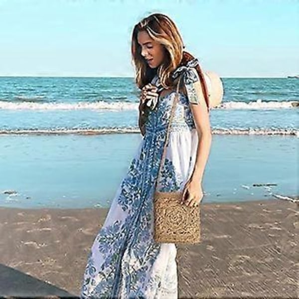 Stråväskor Crossbody, Dam Vävd Axelväska Sommar Strand Korgplånböcker